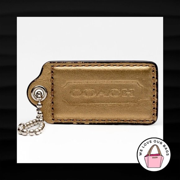 2.5" Large COACH GOLD METALLIC LEATHER KEY FOB BAG - Picture 1 of 1